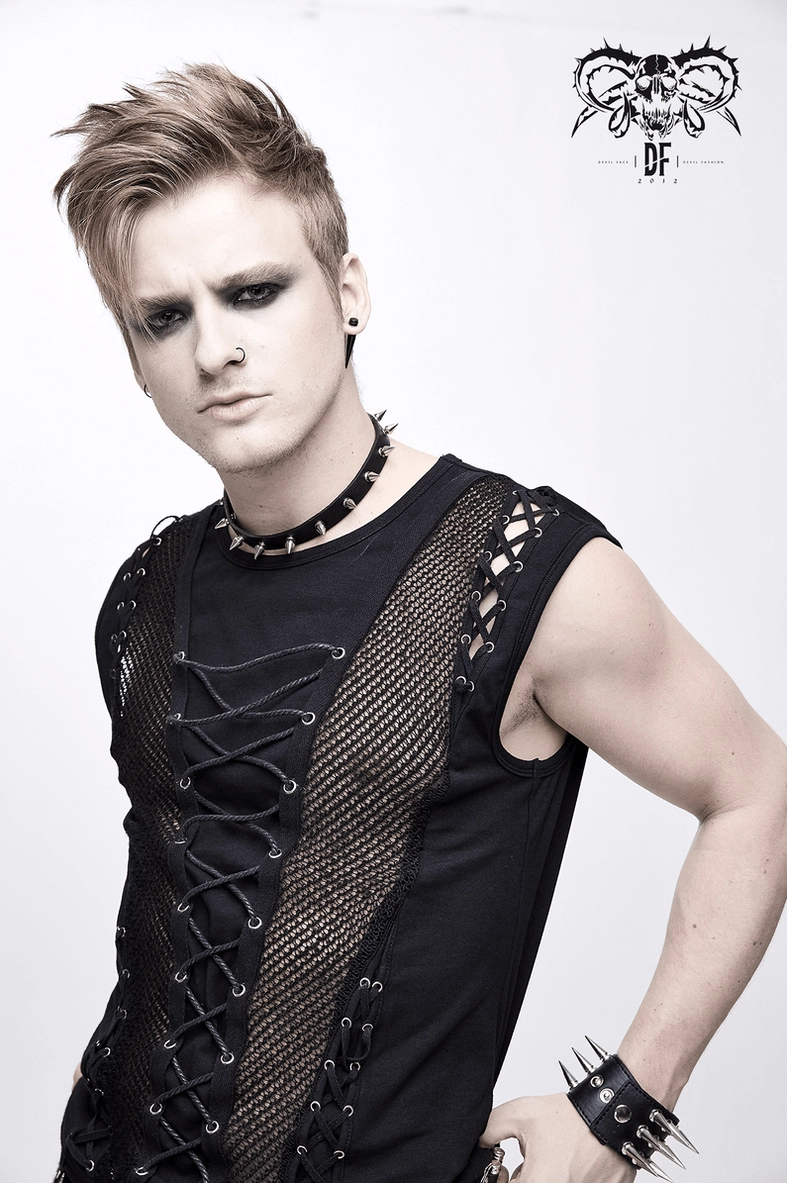 Black gothic mesh tank top styling guide - alternative fashion outfit coordination for dark aesthetic