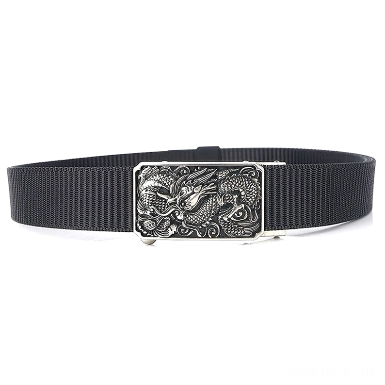 Gothic Drachengürtel Detail Nahaufnahme Embossed Zinc Alloy Buckle Craftsmanship Webbing Texture Military Construction
