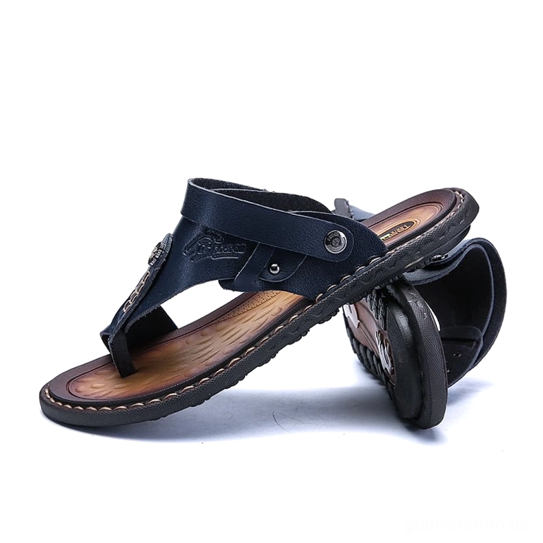 Dunkelblau Konvertierbar Gothic-Sandalen gestapelte Anzeige – niedriger Seitenblickwinkel alternative Fußwear