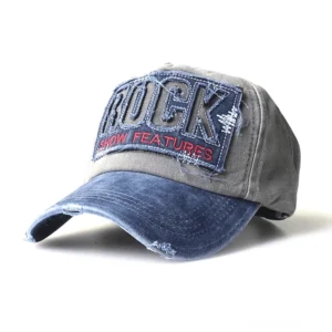 Grau Navy Rot Rock Embroidery Distressed Gothic Baseball Cap Verblasster Blauer Schirm Zerfranste Patch Unisex Alternative Mode Kappe