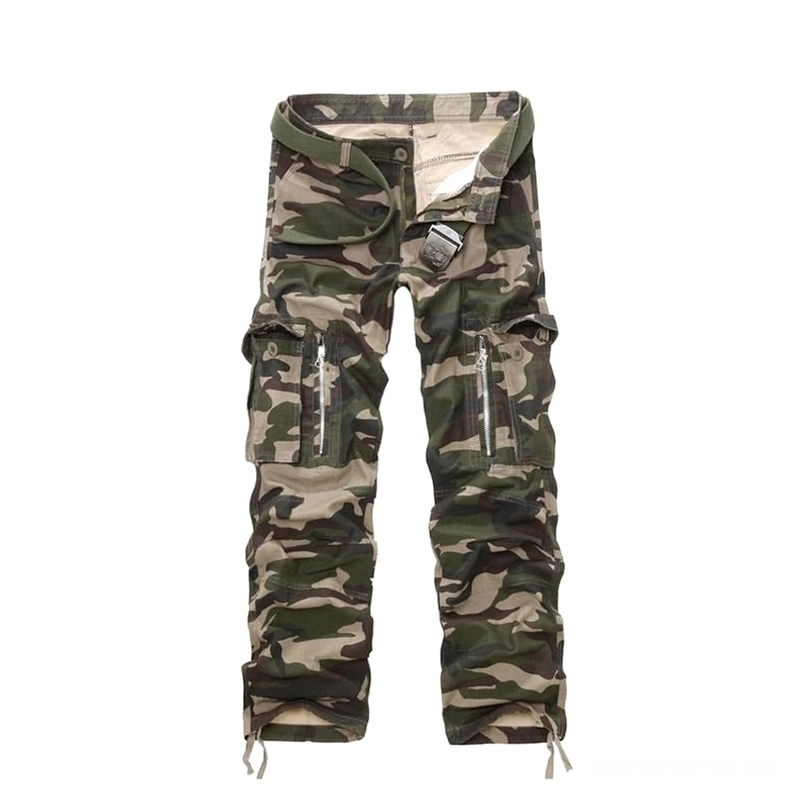 Schwarze und Camouflage Cargohosen Farbvergleich – Dark Fashion Tactical Kollektion Übersicht und Farbvarianten