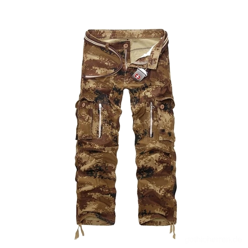 Sand Camouflage Military Cargohose Vollständige Vorderansicht – Tactical Style mit funktionalen Cargotaschen in Khaki-Beige