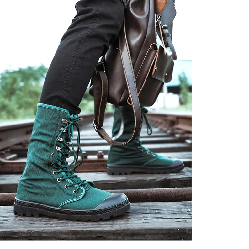 Gothic Mid-Calf Combat Boots Sohlen Grip Textur Profilierung Outdoor Performance Fußbekleidung