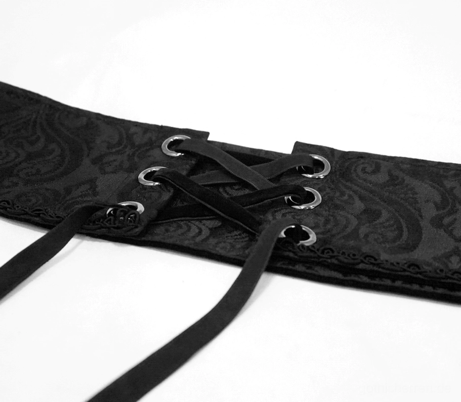 Gothic Herrenkorsettgürtel mit strukturiertem Design und ornamentalem Jacquard-Webmuster zeigt handwerkliche Verarbeitung