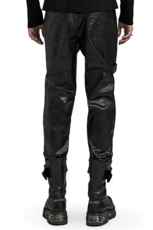 Gothic Lederhose Rückansicht mit maßgeschneiderter Taille und gerader Beinsilhouette sowie sauberen Nähten