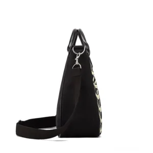 Gothic Skeleton Canvas Tote Seitenansicht mit abnehmbarem verstellbarem Canvas-Schultergurt und strukturiertem Canvas-Body, Alternative Handtasche