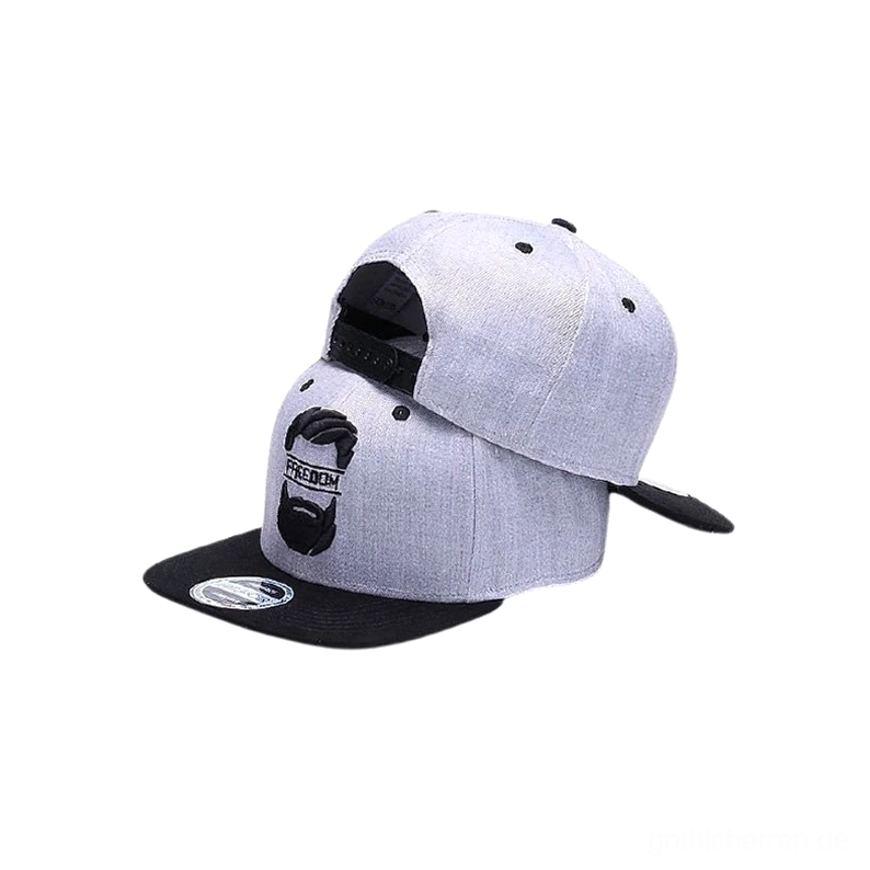 Gothic Snapback Kappe Rückansicht zeigt verstellbaren Kunststoff-Buckle Verschluss, Hintere Panel mit Kreuzstich-Verarbeitung und strukturiertem Design