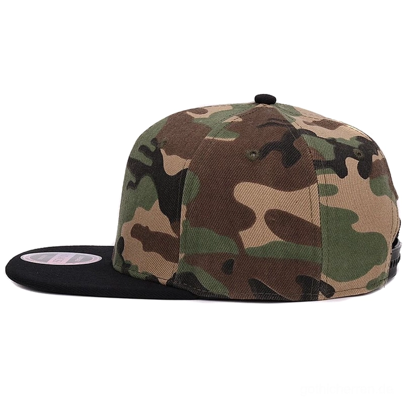 Vollständige Waldtarn-Gothic-Snapback-Kappe Flach-Ansicht Frontalansicht auf weißem Hintergrund zum Studio-Produktbild