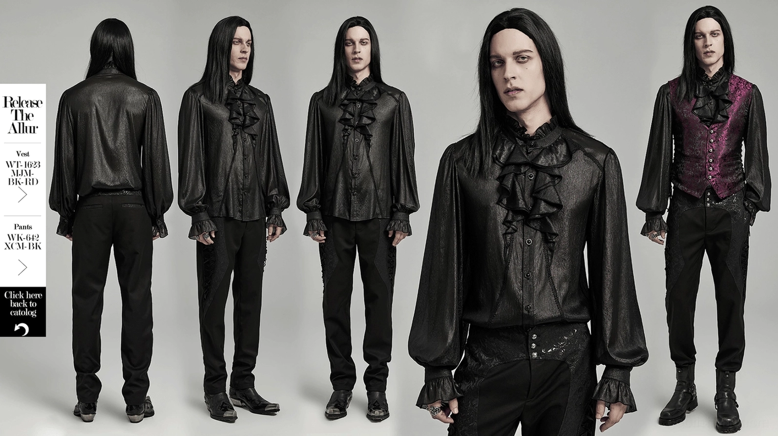 Herren Gothic Chiffon Rüschenhemd Größenleitfaden Körpermessungsreferenz Alternative Fashion Styling Größentabelle Passform-Übersicht