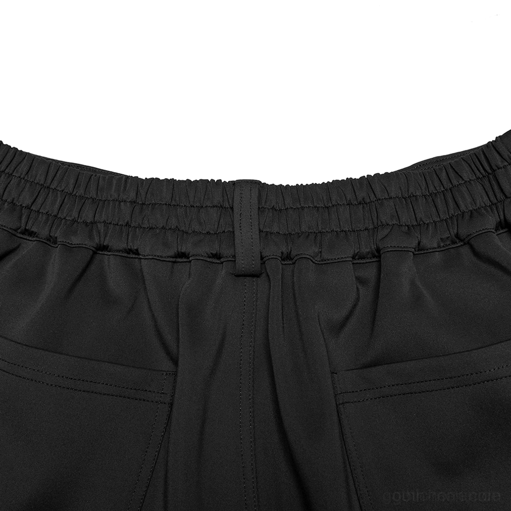 Nahaufnahme Gothic Hose Rücken Bund mit elastischer Konstruktion, Gürtelschlaufen und separaten Rückentaschen sichtbar
