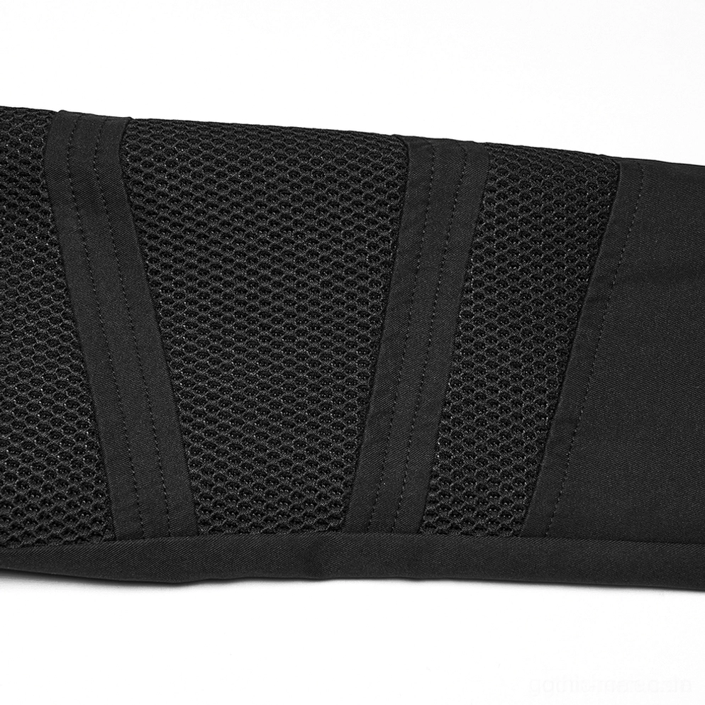 Schwarze Gothic Tactical Jacke – Vollständige Garment-Detailansicht zeigt alle Hardware-Elemente, Schnallen und Konstruktionsmerkmale