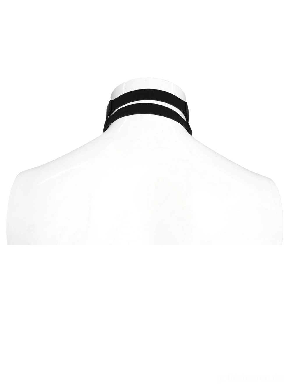 Einfacher schwarzer Leder-Choker-Riemen, Mannequin-Rückansicht sauberes Design, verstellbarer Gothic-Halsschmuck