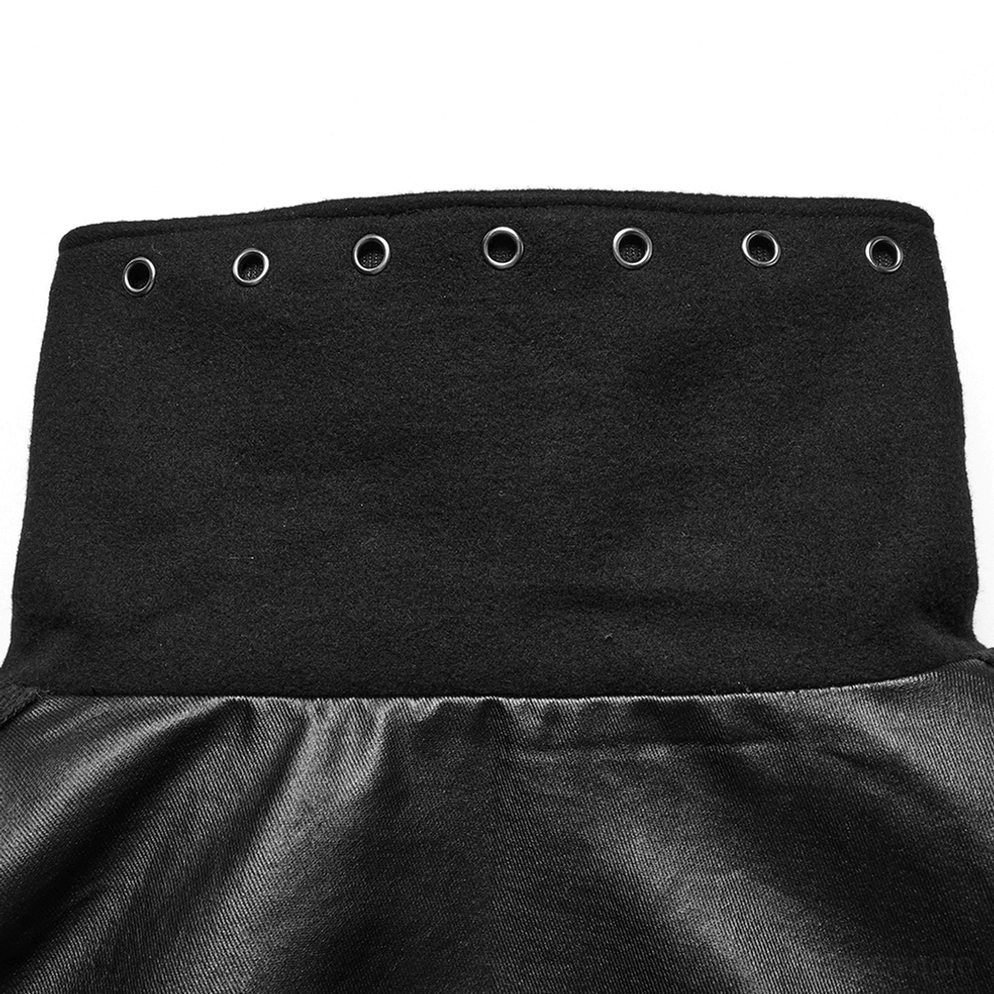 Hauptproduktansicht des schwarzen Woll-Gotik-Umhangs mit architektonischem Stehkragen und dramatischer Gesamtsilhouette