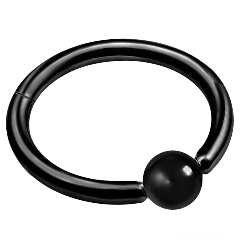 Schwarzes Chirurgenstahl-Klicker-Nasenpiercing mit Hinged-Segment-Verschluss und hochglanzpolierter Oberfläche – Industrial-Gothic-Körperschmuck