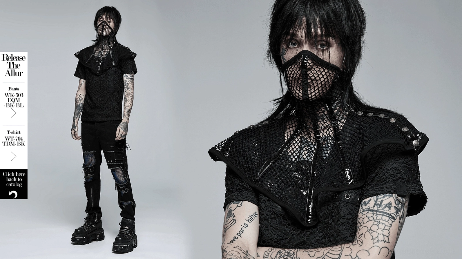 Schwarzes Mesh-Gothic-Halsband mit strukturierten Schulterpads, Mehrwinkel-Ansicht, architektonisches Fashion-Design, gotische Neckwear-Anatomie