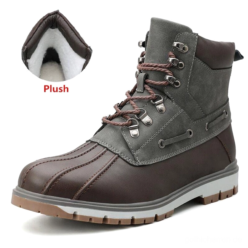 Weiße Plüsch Thermofütterung Innenansicht Nahaufnahme Gothic wasserdichte Stiefel Komfort Isolierung warme Fütterung